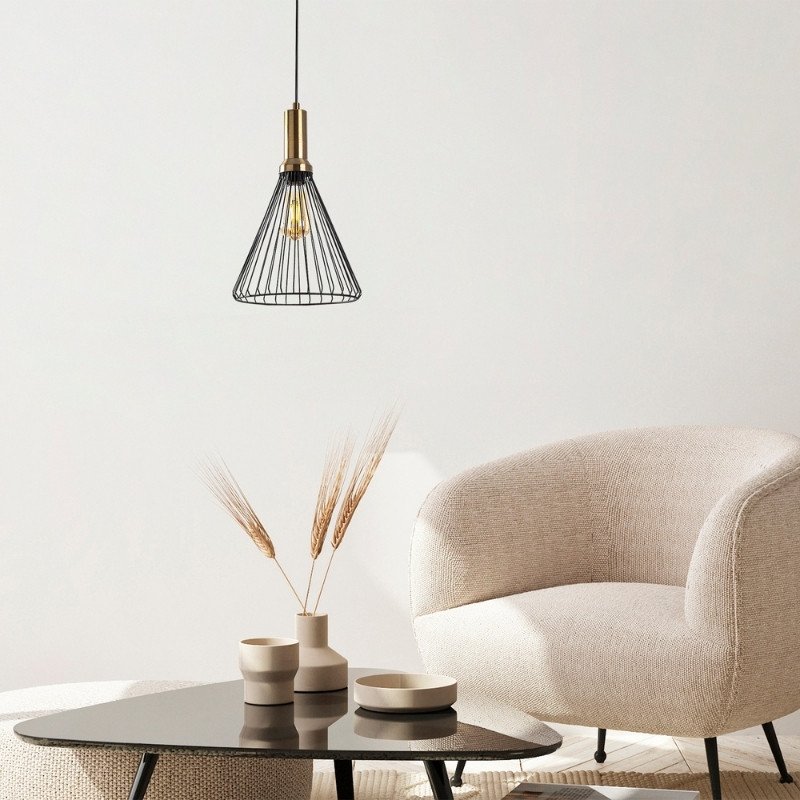 GP052-01911-1 Φωτιστικό οροφής Mentor Megapap E27 μεταλλικό μονόφωτο χρώμα μαύρο Ø24x140εκ. - Image 1