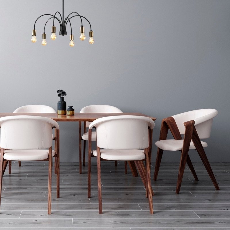 GP052-01941-1 Φωτιστικό οροφής Samba Megapap E27 μεταλλικό εξάφωτο χρώμα μαύρο Ø68x50εκ. - Image 1