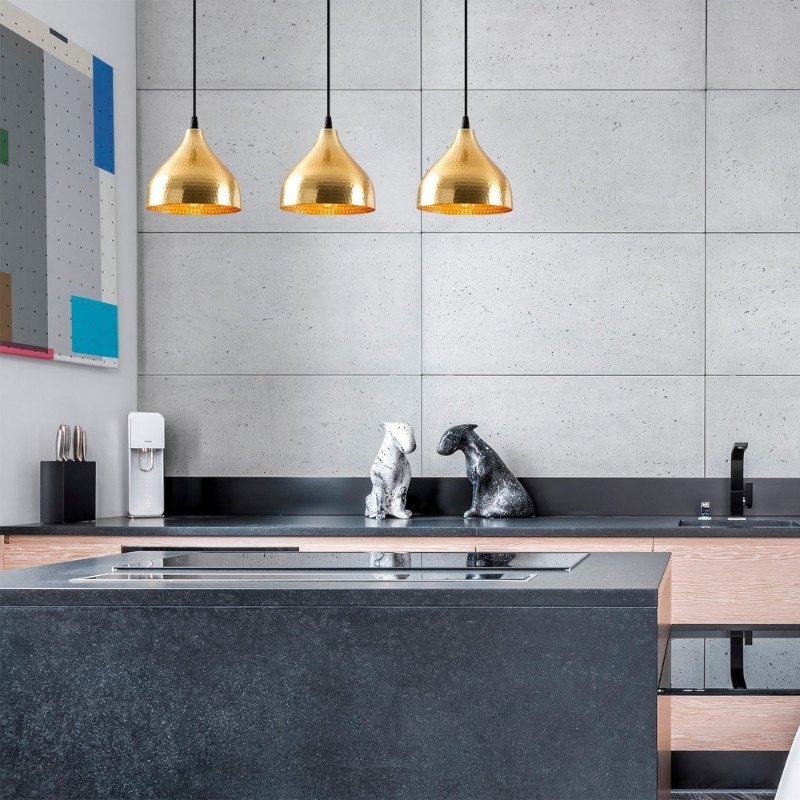 GP052-02021-1 Φωτιστικό οροφής Fida Megapap E27 μεταλλικό τρίφωτο χρώμα χρυσό 68x18x114εκ. - Image 1