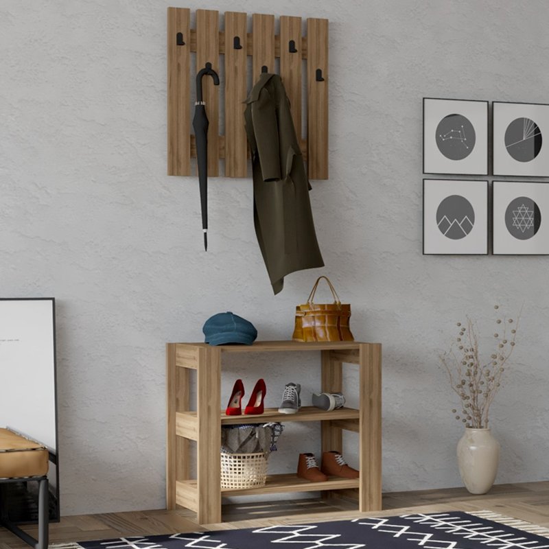 GP052-02182-0 Έπιπλο εισόδου Friends Megapap χρώμα καρυδί 69,8x33,6x60εκ. - Image 1