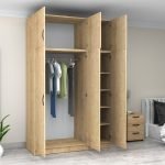 Ντουλάπα ρούχων Victoria Megapap τρίφυλλη με πατάρι χρώμα φυσικό οξιάς 150x60x240εκ.