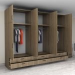 Ντουλάπα ρούχων Victoria Megapap εξάφυλλη με πατάρι και συρτάρια χρώμα καρυδί 300x60x240εκ.