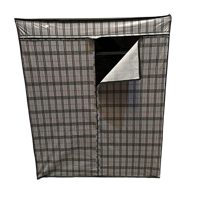 PER63003GREY-1 Ντουλάπα Perilla υφασμάτινη με φερμουάρ χρώμα γκρι 117x48x145εκ. - Image 1