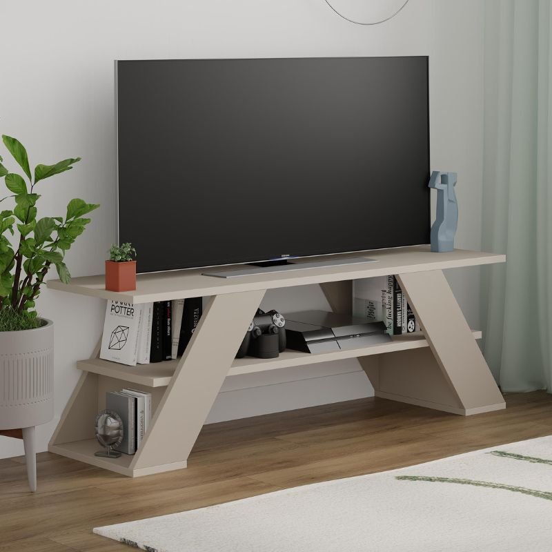 GP037-00714-0 Έπιπλο τηλεόρασης Farfalla Megapap χρώμα sandstone 120x33,5x40εκ. - Image 1