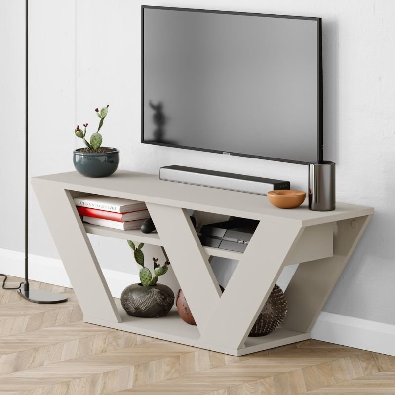 GP037-01565-0 Έπιπλο τηλεόρασης Pipralla Megapap χρώμα ανοιχτό καρυδί 110x30x40εκ. - Image 1