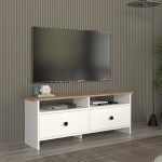 Έπιπλο τηλεόρασης Gradias Megapap χρώμα λευκό - sapphire oak 120x29,6x46,8εκ.