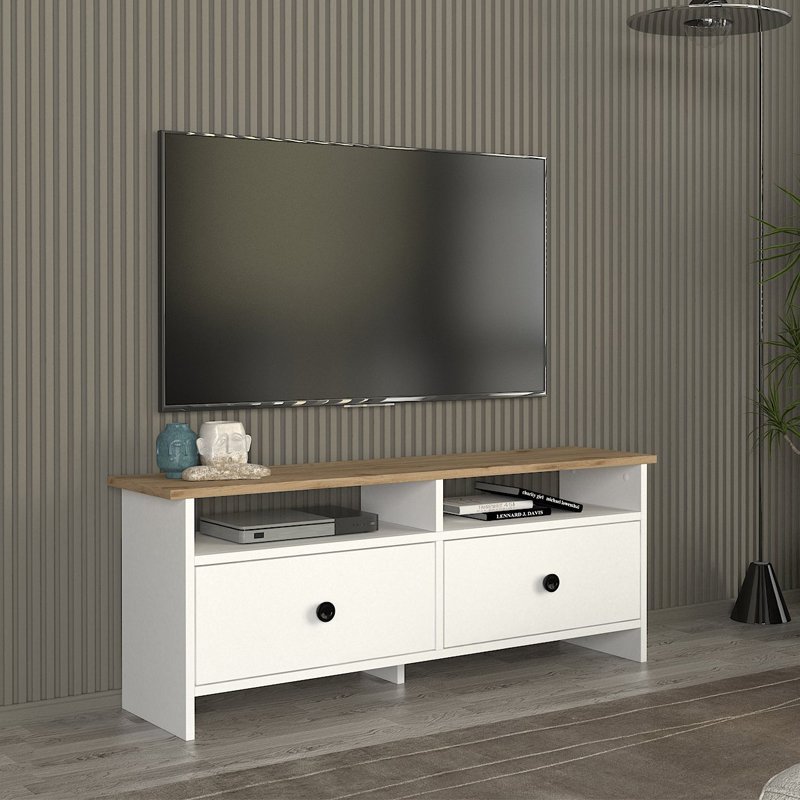 GP042-03271-0 Έπιπλο τηλεόρασης Gradias Megapap χρώμα λευκό - sapphire oak 120x29,6x46,8εκ. - Image 1