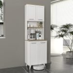 Έπιπλο κουζίνας Potter 2 Megapap χρώμα λευκό - rota oak 60x40x196,1εκ.