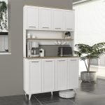 Έπιπλο κουζίνας Potter 4 Megapap χρώμα λευκό - rota oak 120x40x196,1εκ.