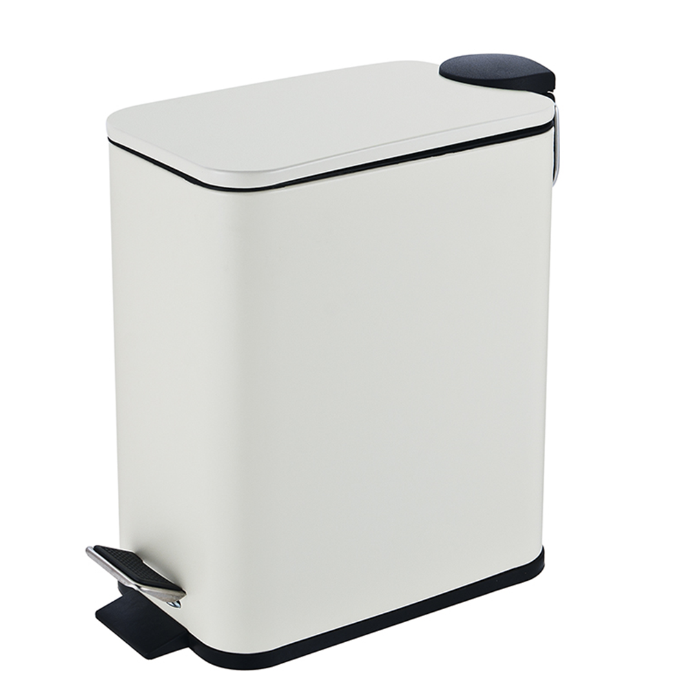 2127 Κάδος μεταλλικός παραλληλόγραμμος soft close 5lt. μπέζ Eurocasa - Image 1