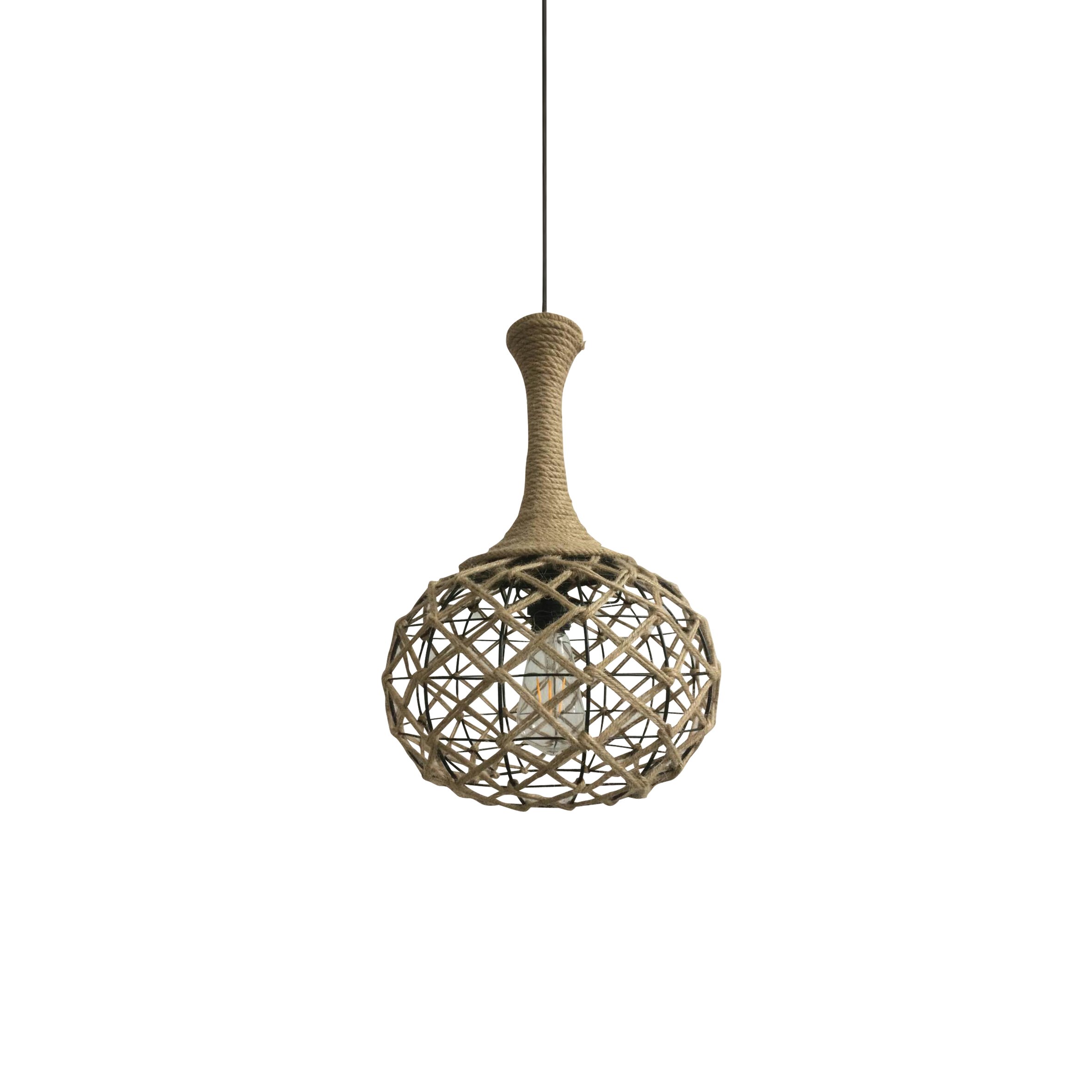 77-3612 HM7 REP PENDANT LAMP BLACK METAL & ROPE Z3 - Image 1