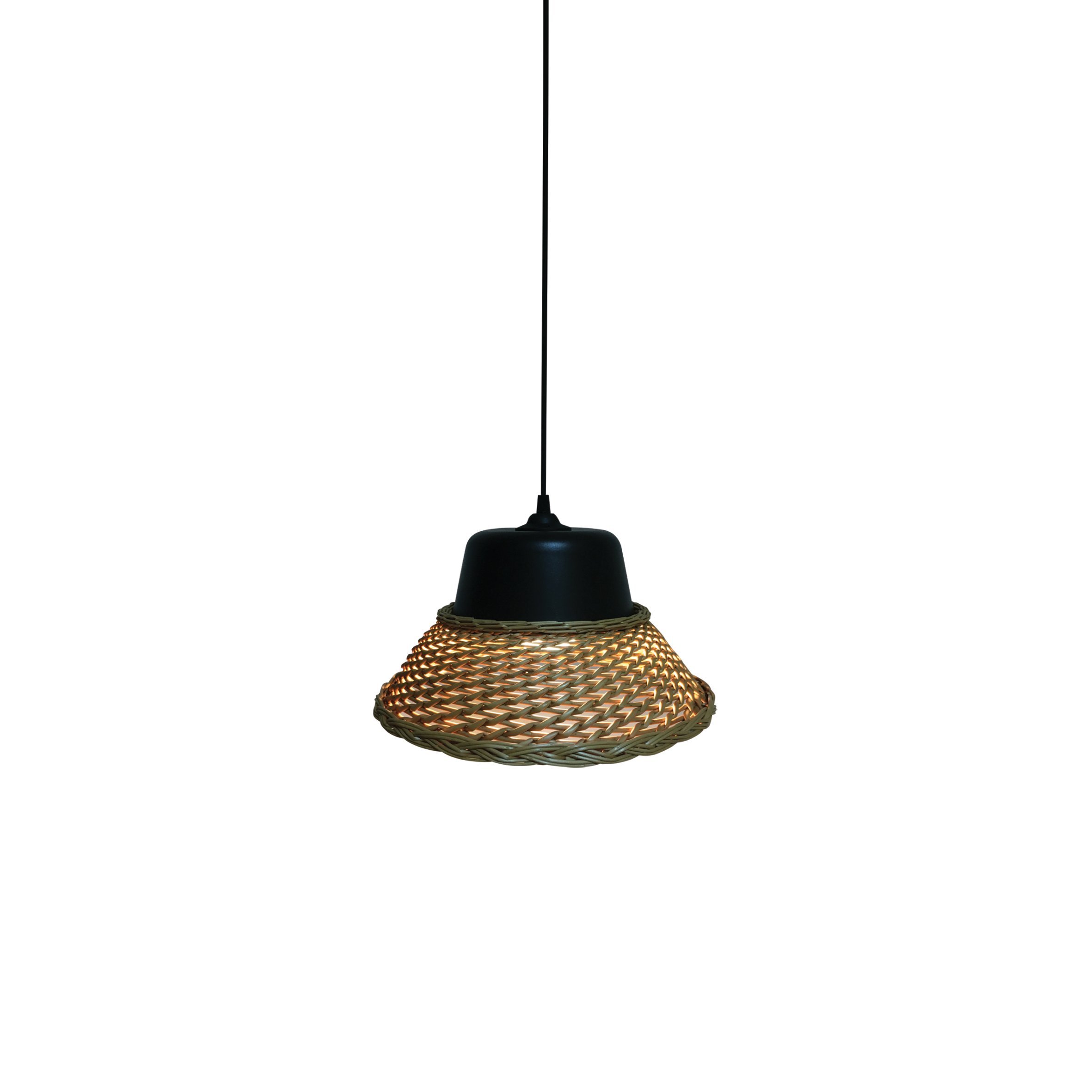77-3636 L-W-1702 MINE PENDANT LAMP BLACK & NATURAL Z5 - Image 1