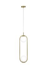 SE 110-2 PRATO PENDANT BRASS GOLD WITH 2 OPAL GLASSES Φ15 Γ4