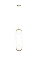 SE 110-2 PRATO PENDANT BRASS GOLD WITH 2 OPAL GLASSES Φ15 Γ4