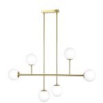 SE 110-6 PRATO PENDANT BRASS GOLD WITH 6 OPAL GLASSES Φ15 Γ4