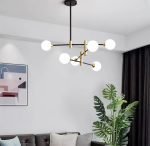 SE21-HA-6 HARUTO BLACK AND GOLD PENDANT OPAL 70x70x60cm E27x6 MAX60W IP20 2 YEARS WARRANTY