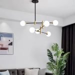 SE21-HA-6 HARUTO BLACK AND GOLD PENDANT OPAL 70x70x60cm E27x6 MAX60W IP20 2 YEARS WARRANTY