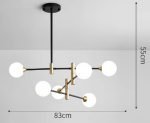 SE21-HA-6 HARUTO BLACK AND GOLD PENDANT OPAL 70x70x60cm E27x6 MAX60W IP20 2 YEARS WARRANTY - Image 2