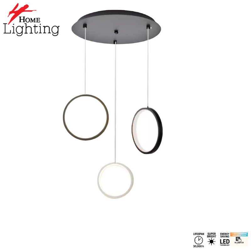 77-50987-1st SE LED 26 AINA ROUND BLACK AND WHITE PENDANT 20x40+16+22x100cm 26W IP20 3CCT 2 YEARS WARRANTY+ - Image 1
