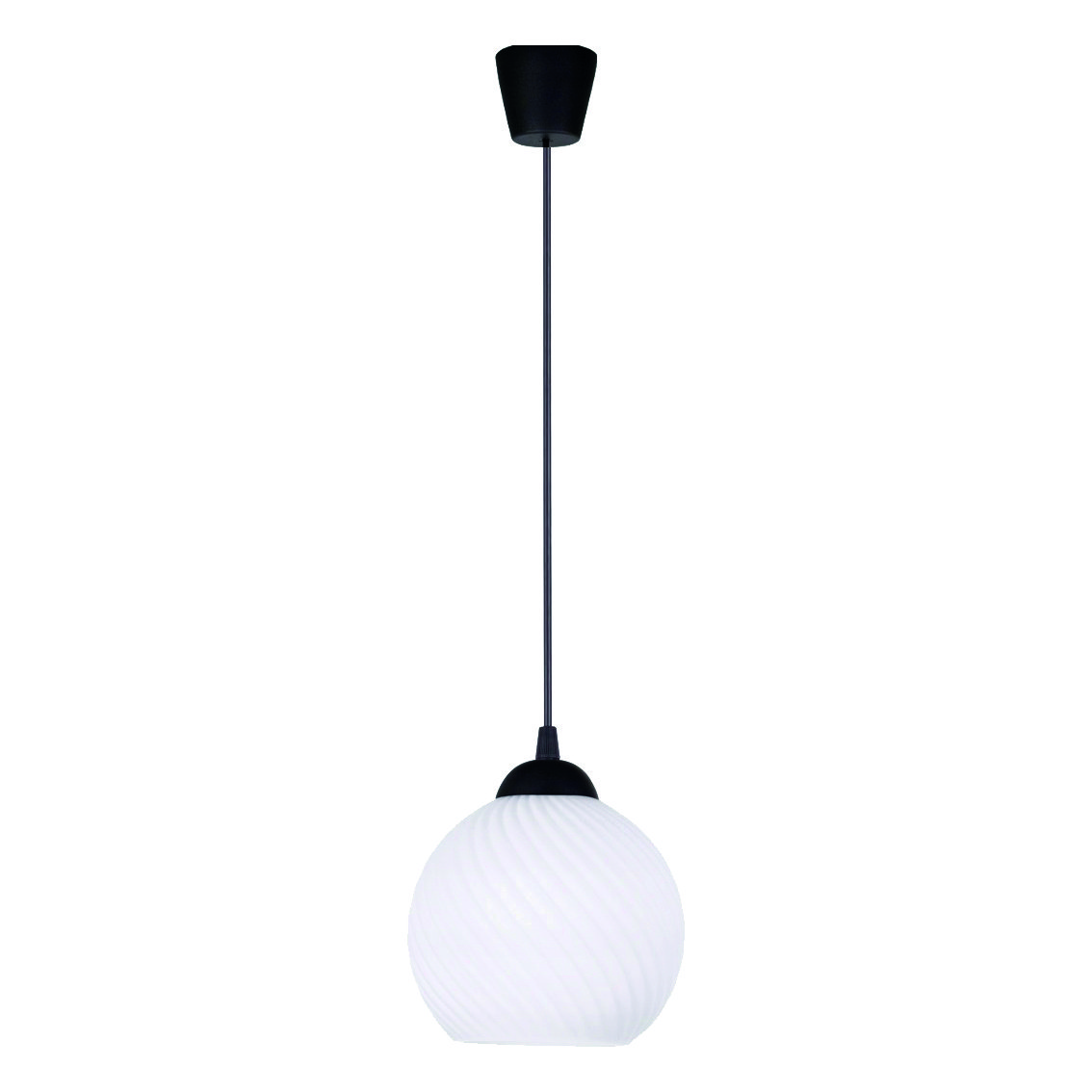 77-8197 KQ 8865-1 SWIRL BLACK PENDANT WITH WHITE GLASS - Image 1