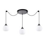 KQ 8865-3A SWIRL BLACK PENDANT WITH WHITE GLASSES Ε3