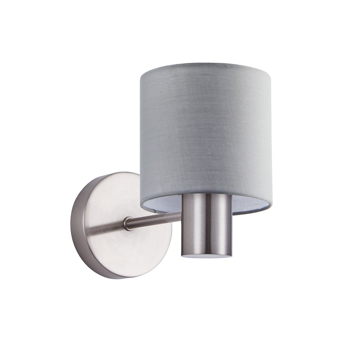 77-8300 SE21-NM-16-SH2 ADEPT NICKEL MATT WALL LAMP GREY SHADE+ - Image 1