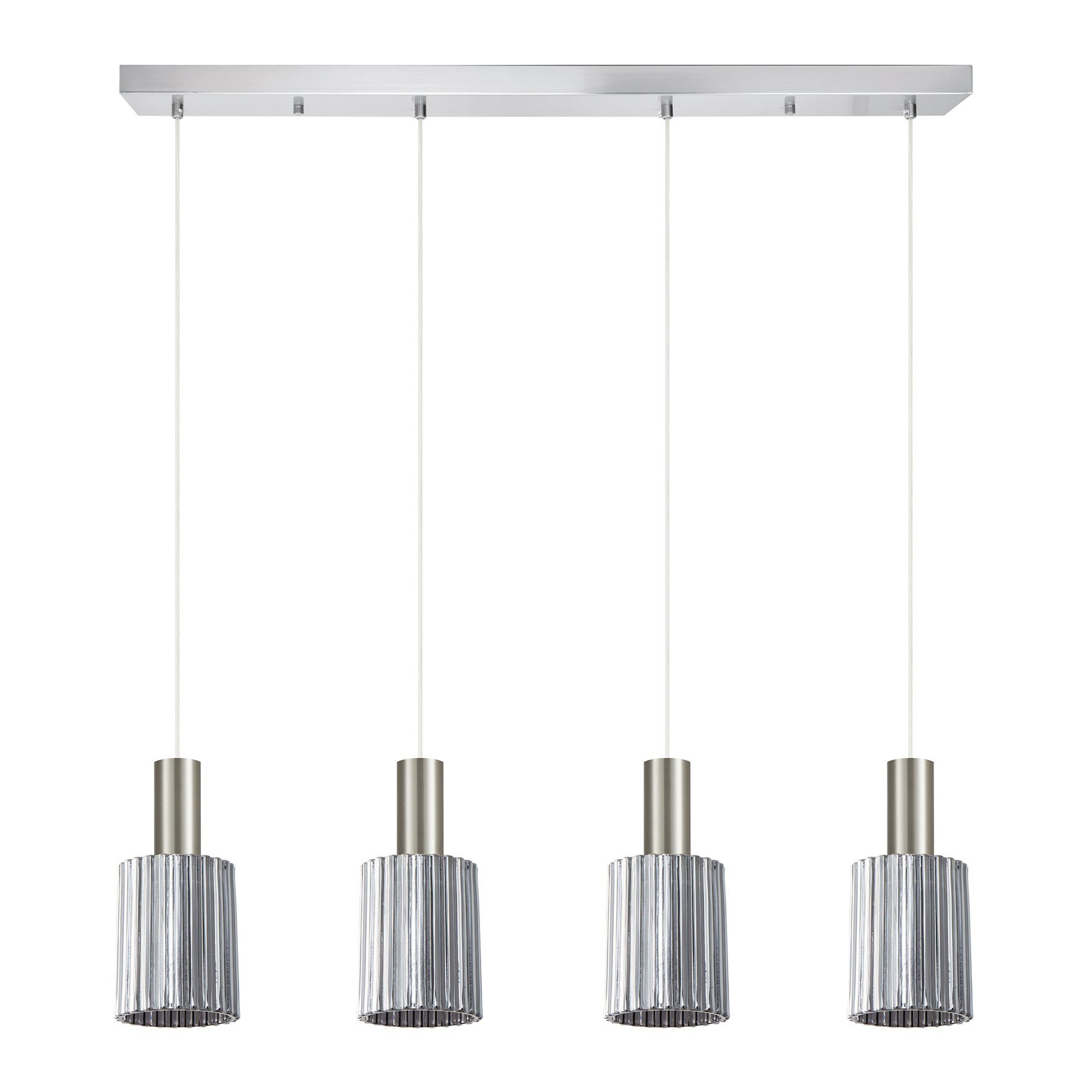 77-8398 SE21-NM-4-GL1-4NM ADEPT TUBE Nickel Matt Pendant Smoked Glass+ - Image 1