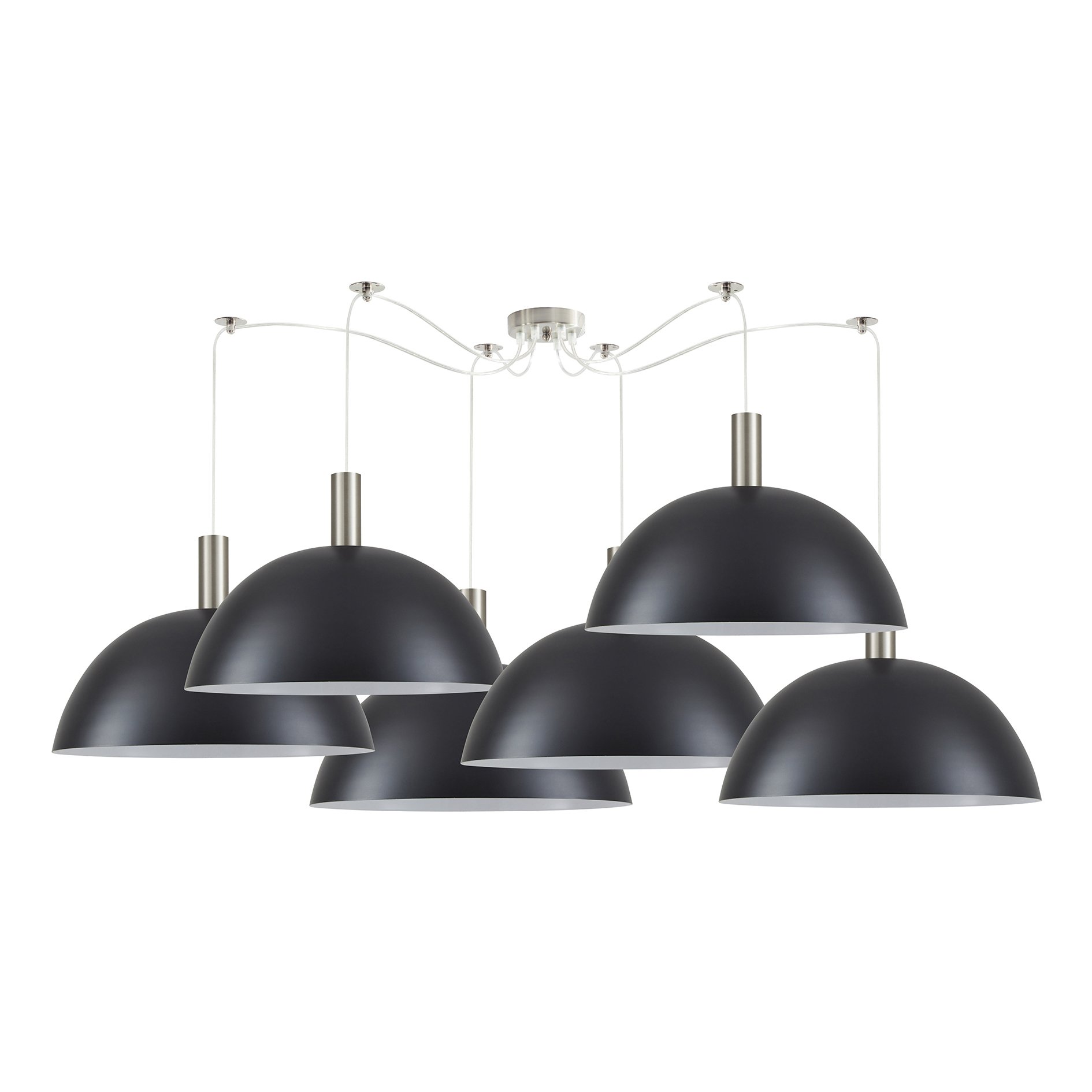 77-8411 SE21-NM-4-NM6-MS50 ADEPT TUBE Nickel Matt Pendant Black Metal Shade+ - Image 1