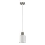 SE21-NM-4-SH1 ADEPT TUBE Nickel Matt Pendant White Fabric Shade+