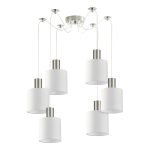 SE21-NM-4-NM6-SH1 ADEPT TUBE Nickel Matt Pendant White Fabric Shade+