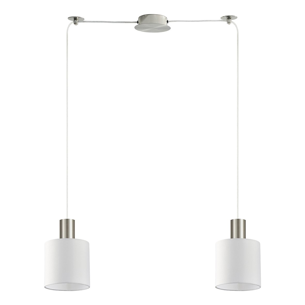 77-8417 SE21-NM-4-NM2-SH1 ADEPT TUBE Nickel Matt Pendant White Fabric Shade+ - Image 1