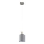 SE21-NM-4-SH2 ADEPT TUBE Nickel Matt Pendant Grey Fabric Shade+