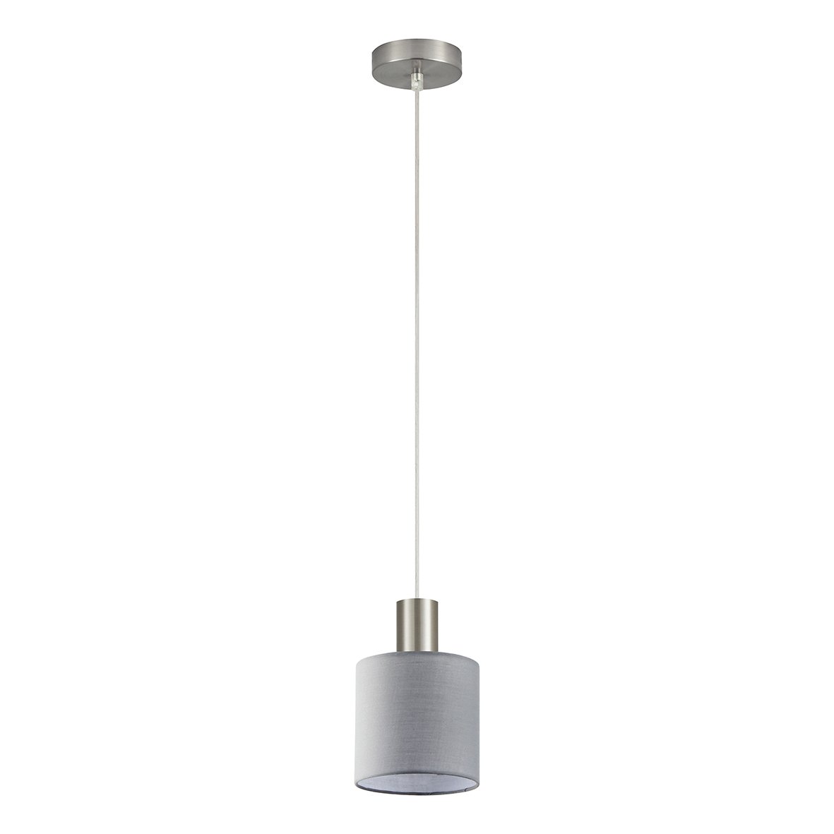77-8421 SE21-NM-4-SH2 ADEPT TUBE Nickel Matt Pendant Grey Fabric Shade+ - Image 1