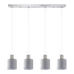 SE21-NM-4-4NM-SH2 ADEPT TUBE Nickel Matt Pendant Grey Fabric Shade+