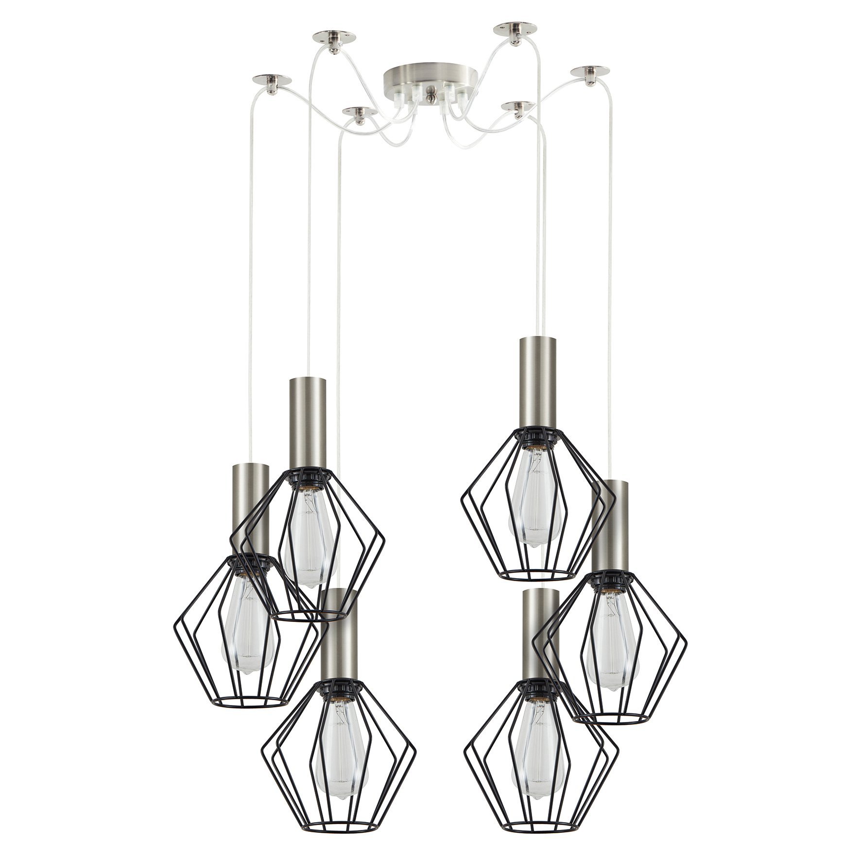 77-8436 SE21-NM-4-NM6-GR1 ADEPT TUBE Nickel Matt Pendant Black Metal Grid+ - Image 1