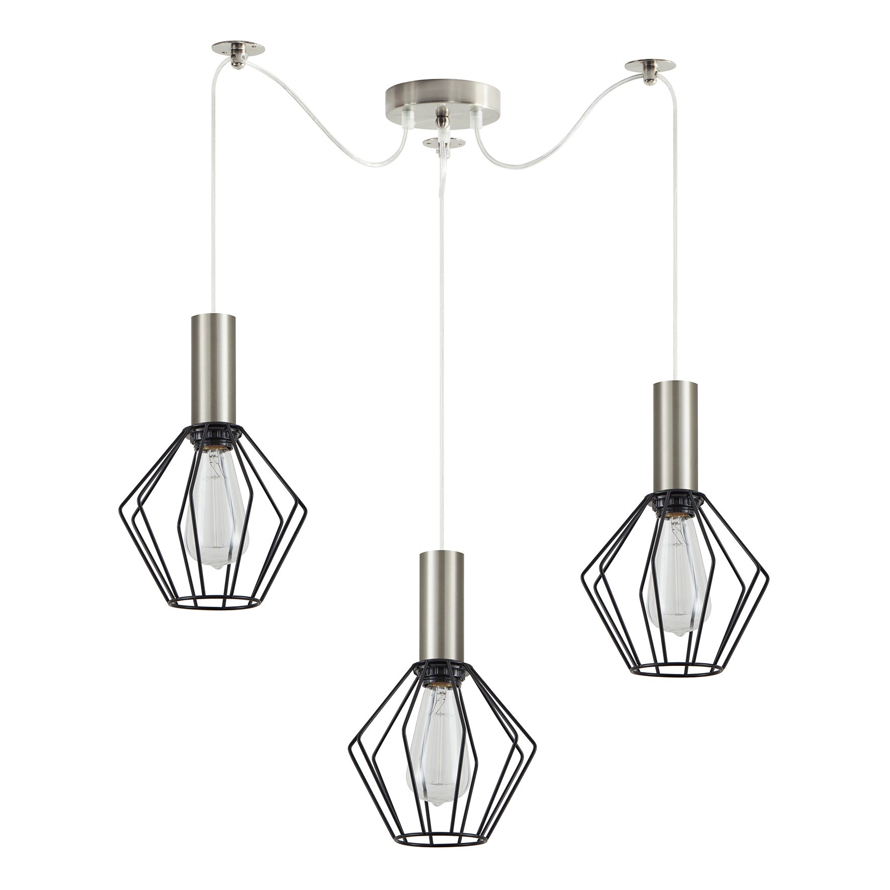 77-8437 SE21-NM-4-NM3-GR1 ADEPT TUBE Nickel Matt Pendant Black Metal Grid+ - Image 1