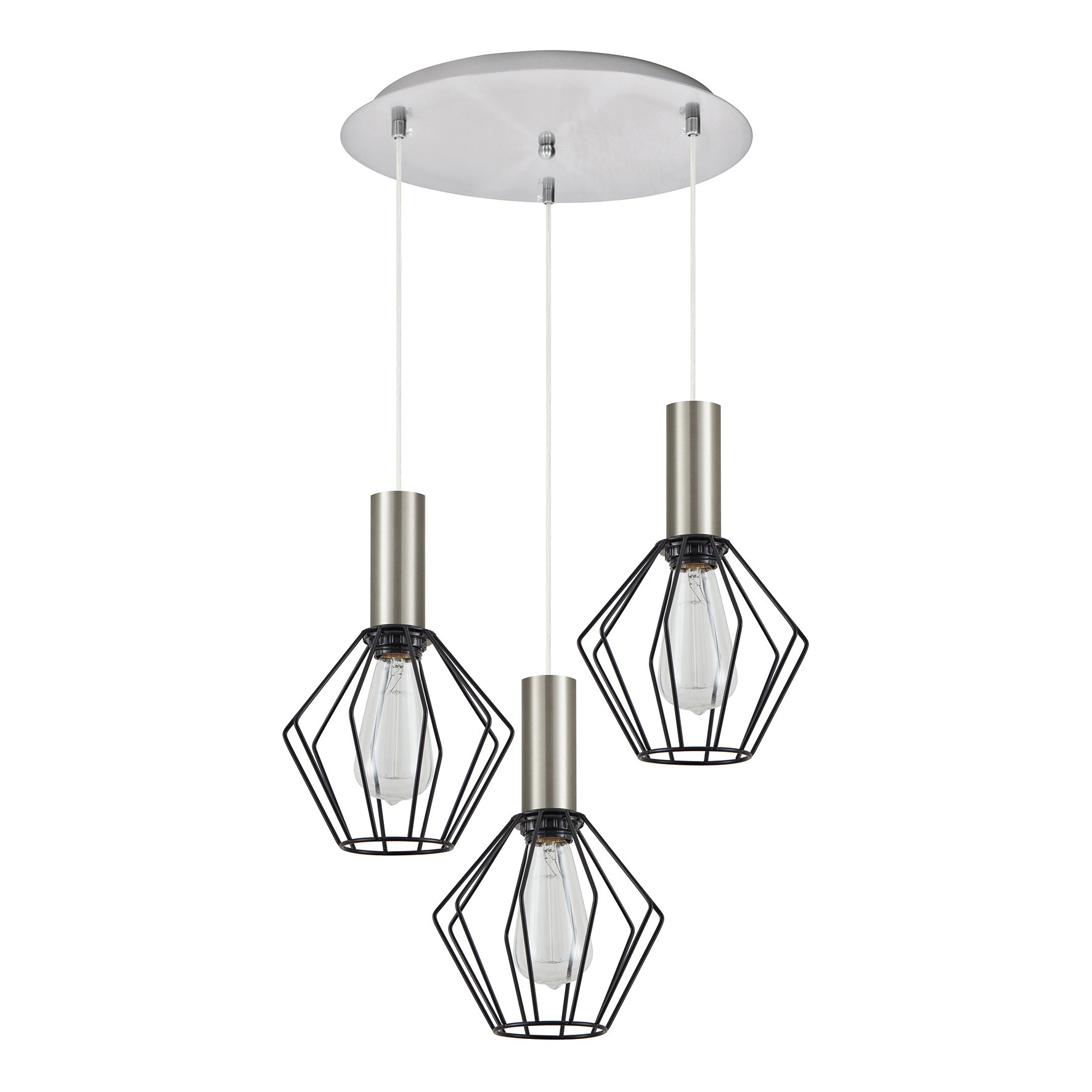 77-8439 SE21-NM-4-3NM-GR1 ADEPT TUBE Nickel Matt Pendant Black Metal Grid+ - Image 1