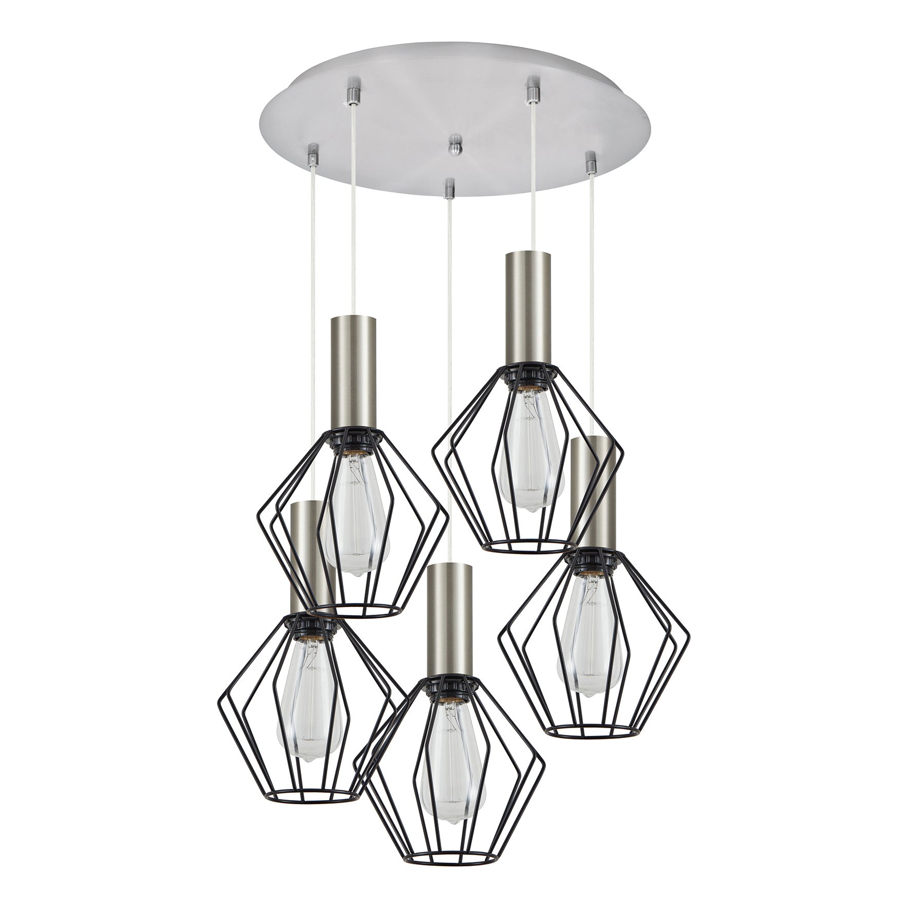 77-8440 SE21-NM-4-5NM-GR1 ADEPT TUBE Nickel Matt Pendant Black Metal Grid+ - Image 1