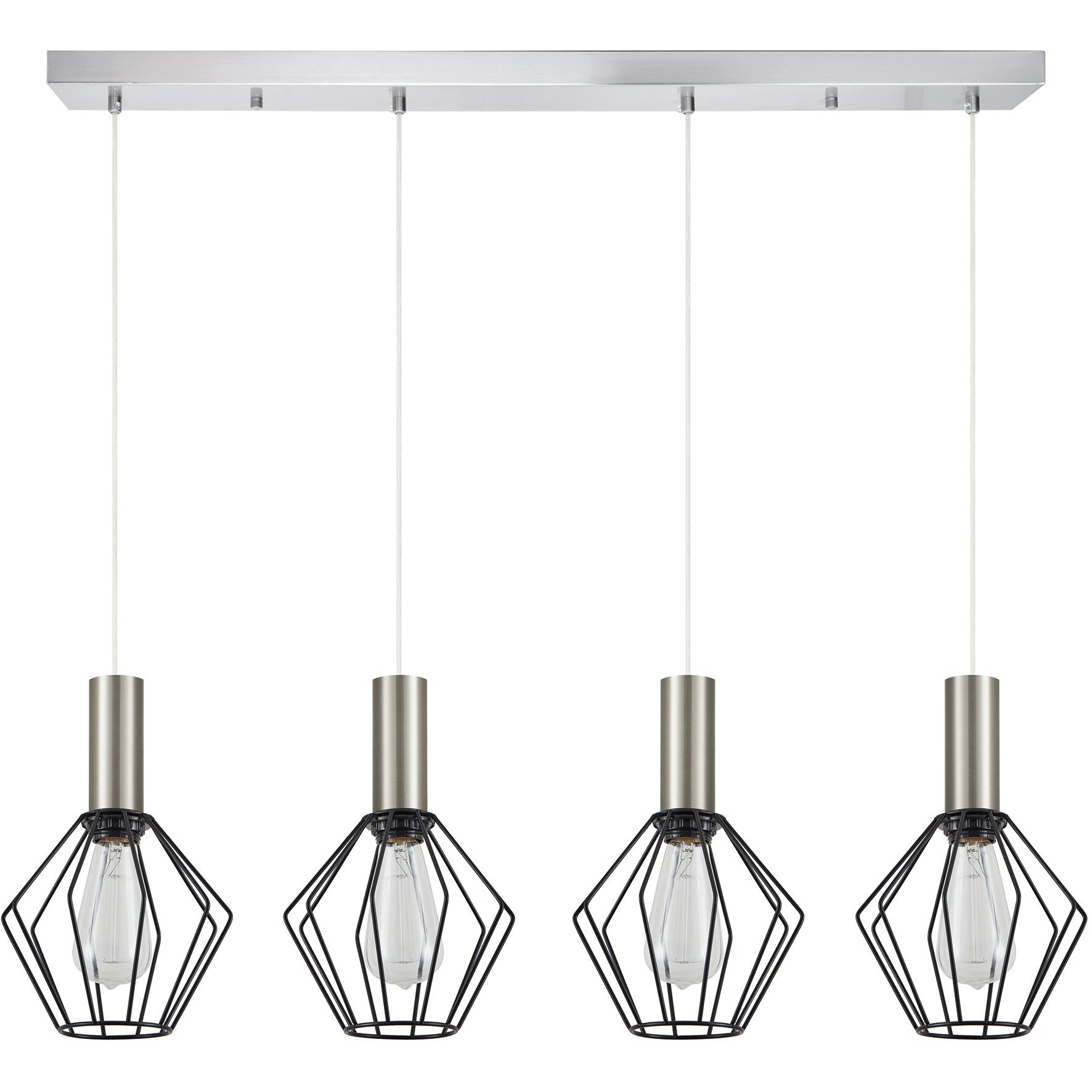 77-8441 SE21-NM-4-4NM-GR1 ADEPT TUBE Nickel Matt Pendant Black Metal Grid+ - Image 1