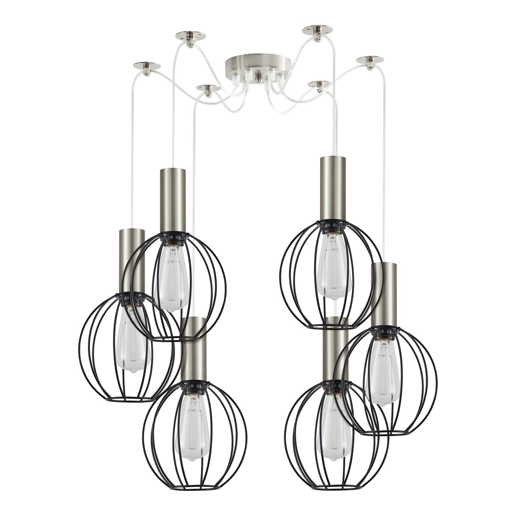 77-8443 SE21-NM-4-NM6-GR2 ADEPT TUBE Nickel Matt Pendant Black Metal Grid+ - Image 1