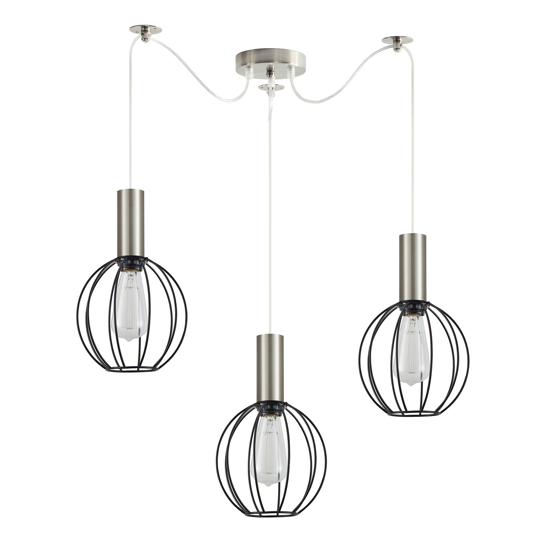 77-8444 SE21-NM-4-NM3-GR2 ADEPT TUBE Nickel Matt Pendant Black Metal Grid+ - Image 1