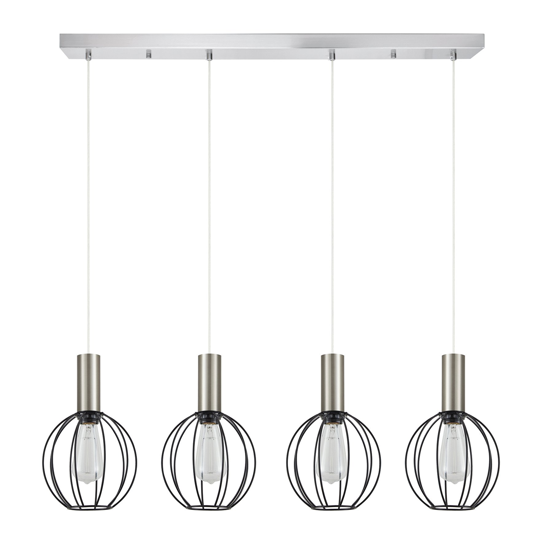 77-8448 SE21-NM-4-4NM-GR2 ADEPT TUBE Nickel Matt Pendant Black Metal Grid+ - Image 1