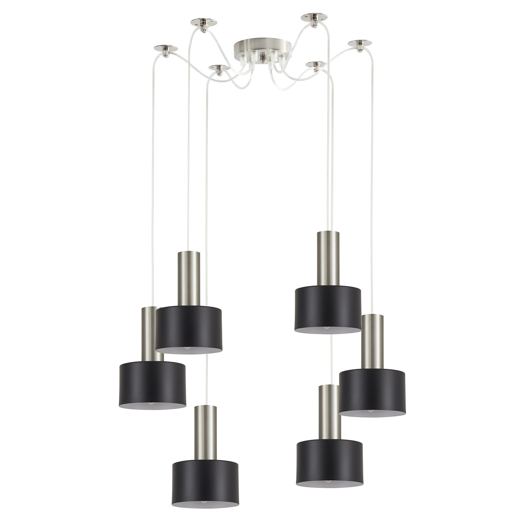 77-8450 SE21-NM-4-NM6-MS1 ADEPT TUBE Nickel Matt Pendant Black Metal Shade+ - Image 1