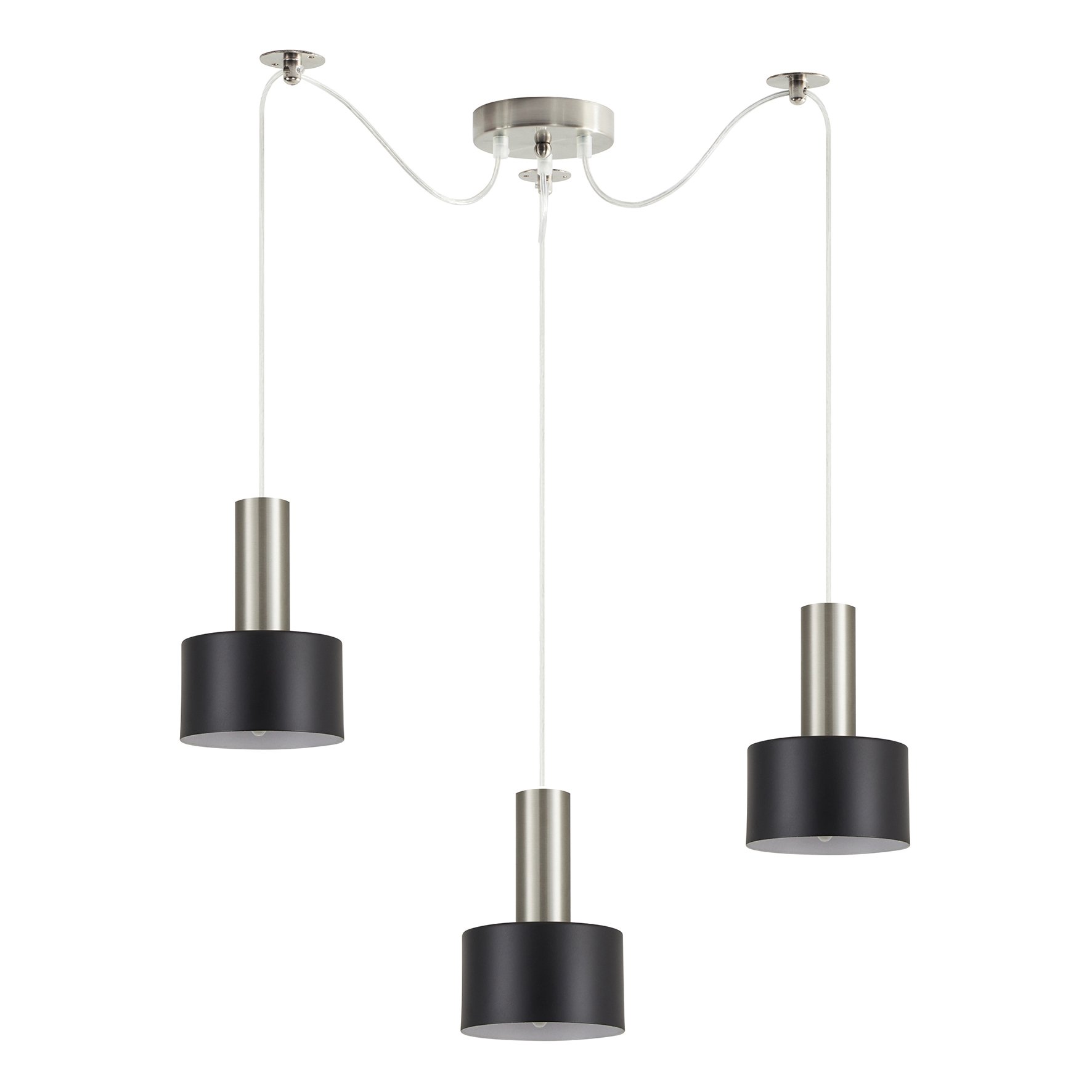77-8451 SE21-NM-4-NM3-MS1 ADEPT TUBE Nickel Matt Pendant Black Metal Shade+ - Image 1