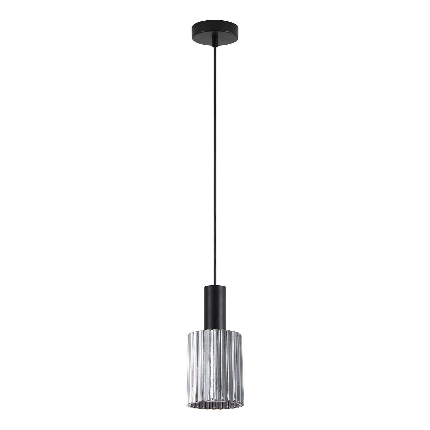 77-8483 SE21-BL-4-GL1 ADEPT TUBE Black Pendant Smoked Glass+ - Image 1