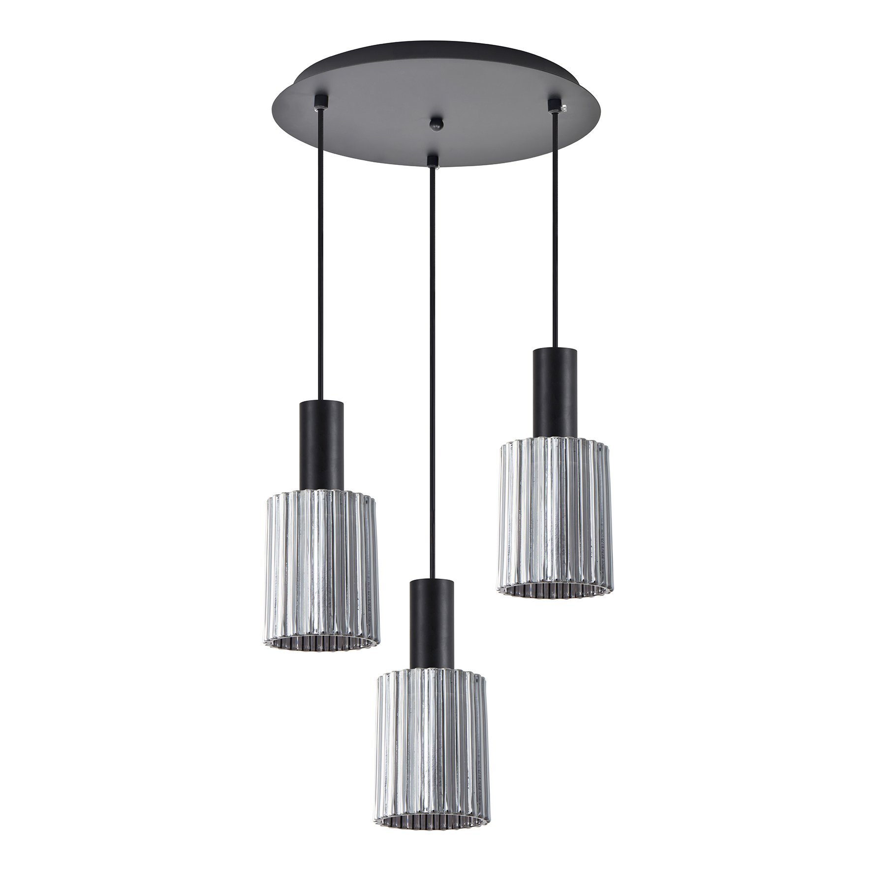 77-8487 SE21-BL-4-3BL-GL1 ADEPT TUBE Black Pendant Smoked Glass+ - Image 1