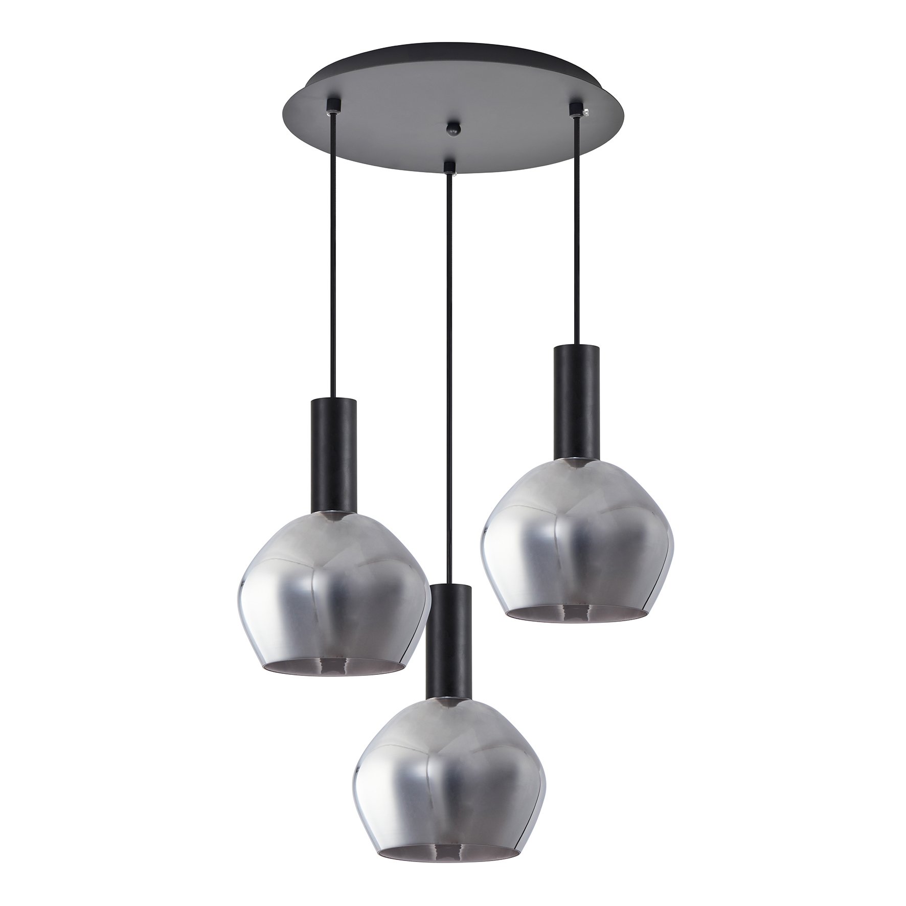77-8494 SE21-BL-4-3BL-GL2 ADEPT TUBE Black Pendant Smoked Glass+ - Image 1
