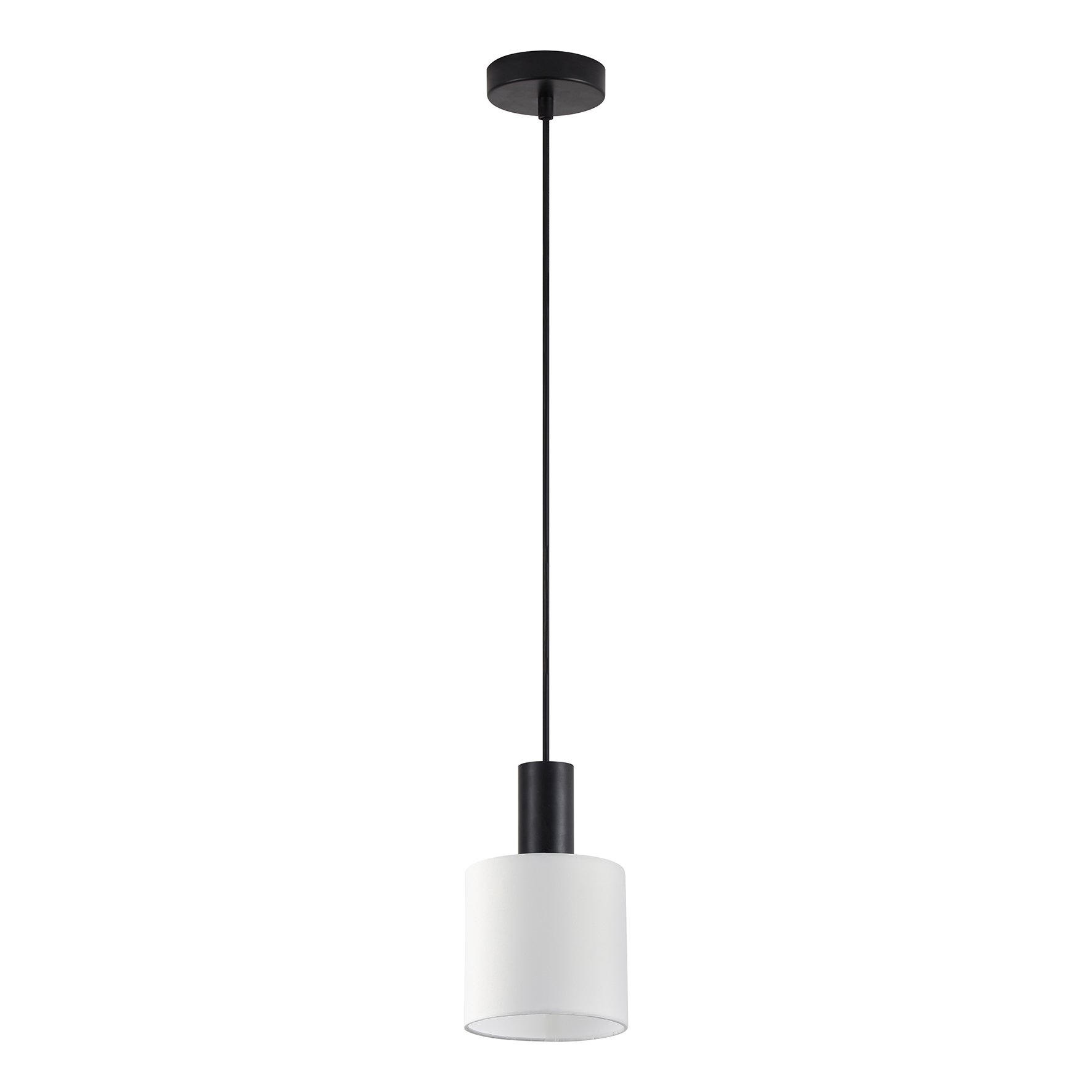 77-8505 SE21-BL-4-SH1 ADEPT TUBE Black Pendant White Fabric Shade+ - Image 1