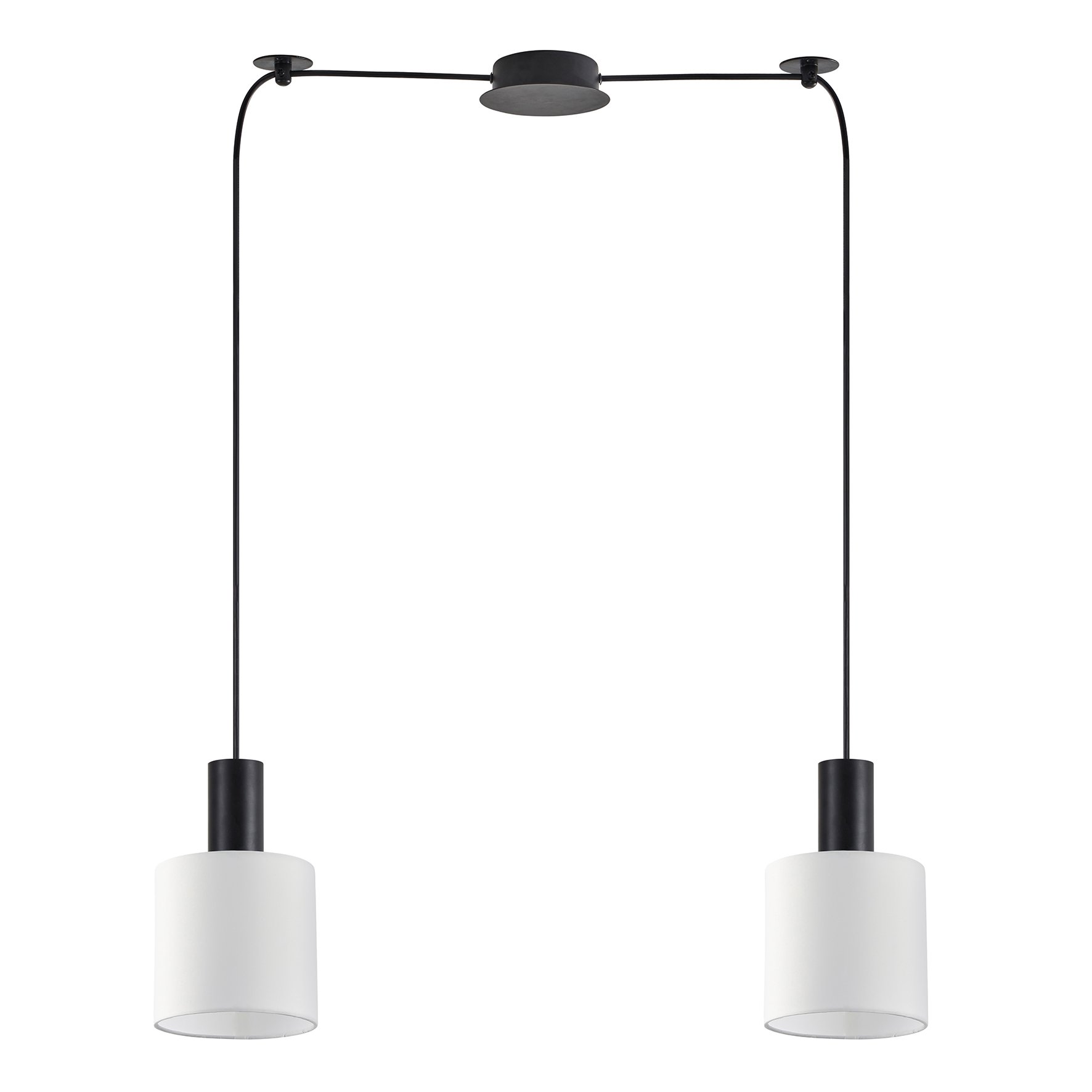 77-8508 SE21-BL-4-BL2-SH1 ADEPT TUBE Black Pendant White Fabric Shade+ - Image 1