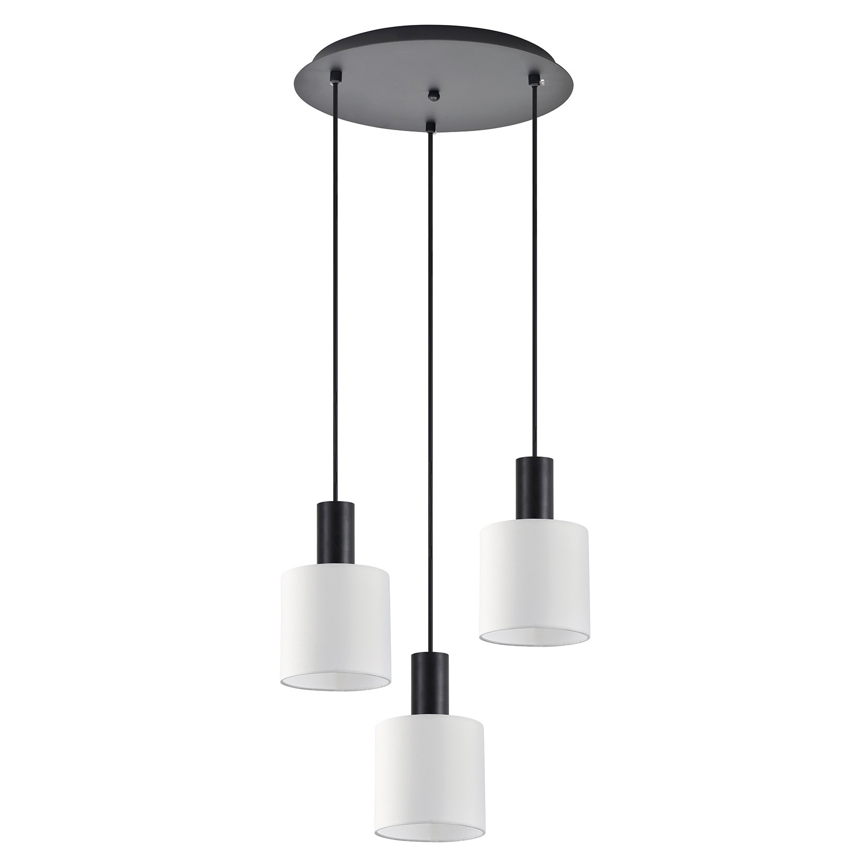 77-8509 SE21-BL-4-3BL-SH1 ADEPT TUBE Black Pendant White Fabric Shade+ - Image 1
